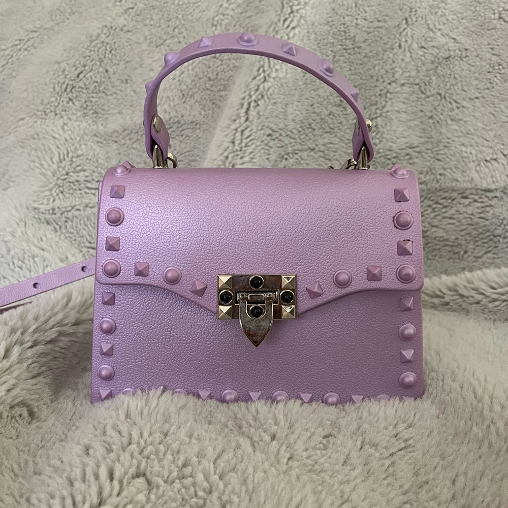 Lavender Studded Plastic Crossbody Purse